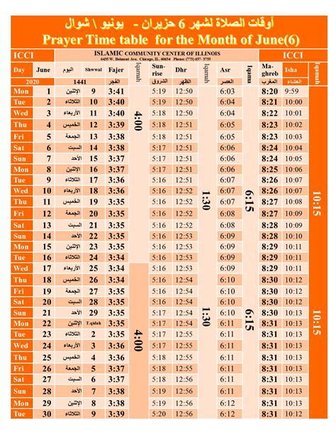 eastern standard time muslim prayer schedule
